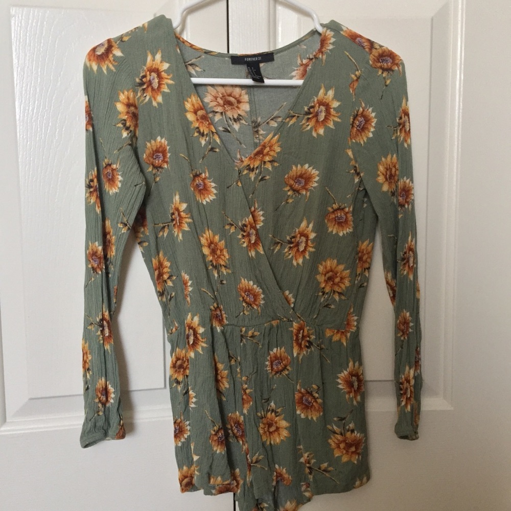 Green Sunflower Romper